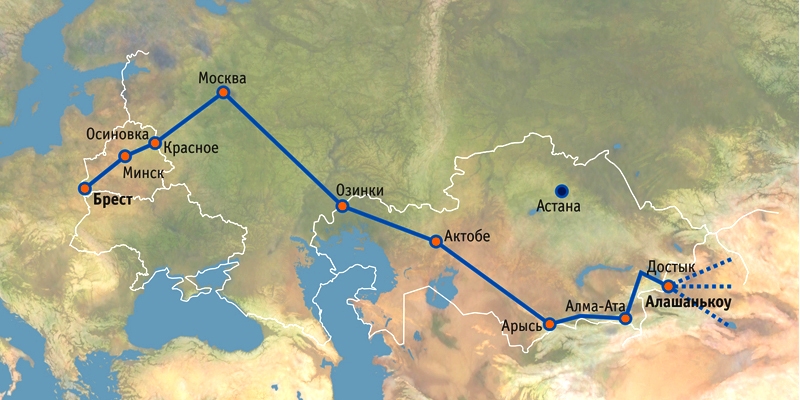 Маршрут Таджикистан-ЕС железная дорога