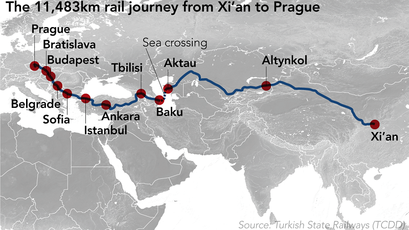 Вже є залізничний “Шовковий шлях” в обхід РФ із Китая через Казахстан, Азербайжан, Грузію і Туреччину в ЄС